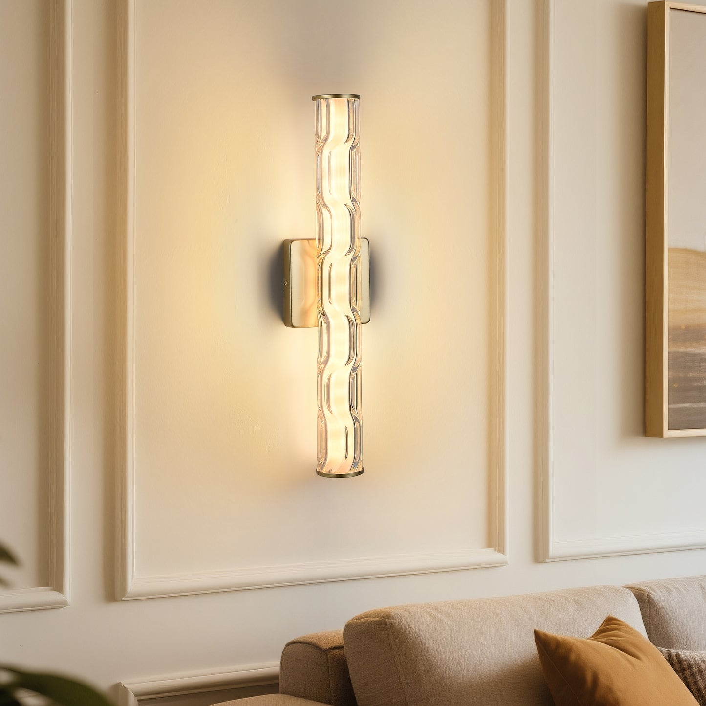 19.7in Gold Bathroom Wall Sconce Set Of 2, Modern Single Sconce Wall Lighting, Upgrated K9 Crystal Bronze Wall Light, Bedroom Vanity Sconce, Wall Lamp For Living Room, Stairway, Hallway
