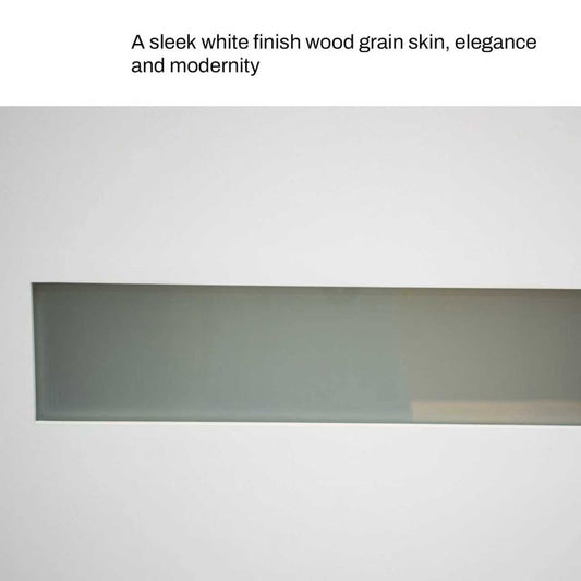 36 X 80 Fiberglass Entry Door, 4-Lite Frosted Glass - Contemporary Style For Home's Front Entrance, Right Hand Inswing, New Packaging 4-9-16 Vinyl Frame, White Finish Knock-Down Entry Door