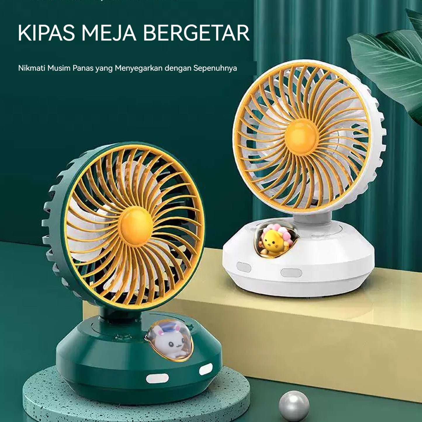 Shaking Head Fan White Li-On Rechargeable