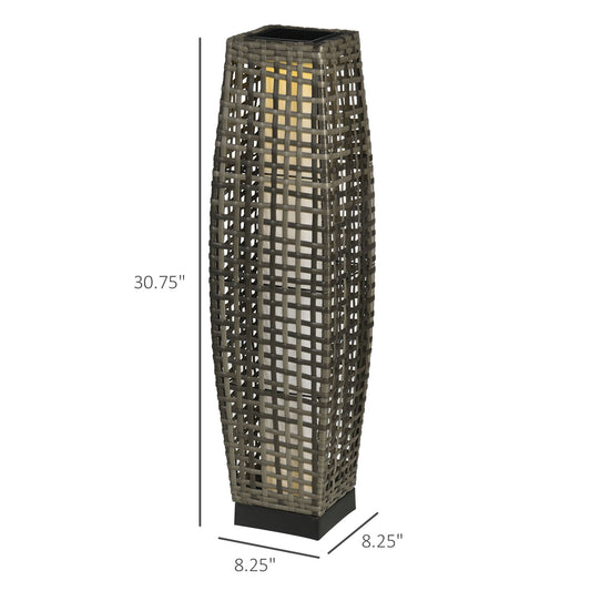 Solar Floor Lamp, Outdoor Garden Lantern Pathway Light & Decorative Driveway Lighting With Auto On/Off LED Lights For Porch, Yard, Lawn, Courtyard, Deck, Gray