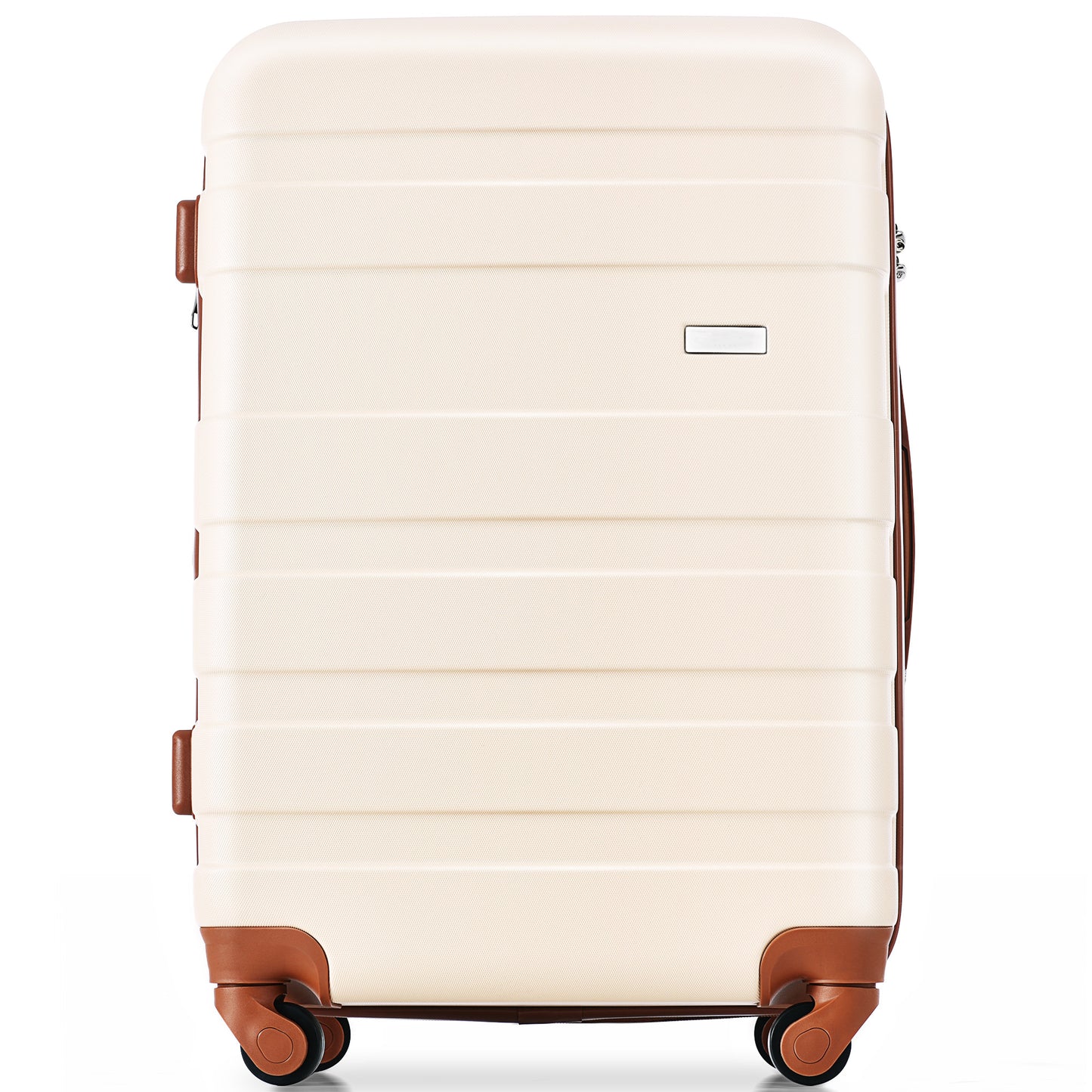 Luggage Sets New Model ABS Hardshell 3pcs Clearance Luggage Hardside Lightweight Durable Suitcase Sets Spinner Wheels Suitcase With TSA Lock 20 24 28 Ivory And Brown