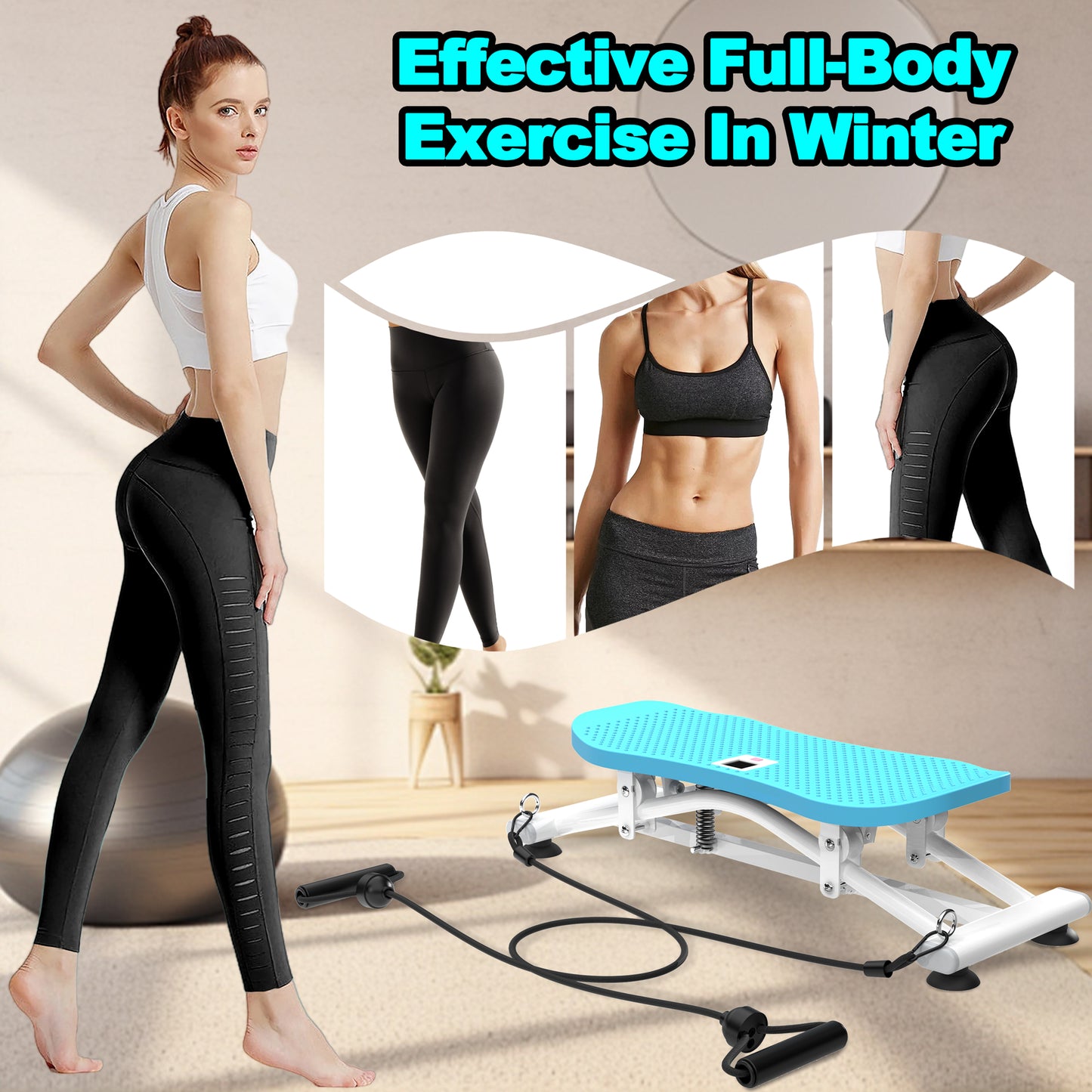 Sliding Ski Simulator With Resistance Bands - Indoor Skiing Fitness Equipment For Home Gym, With Resistance Bands & Non-Slip Base, Full-Body Cardio Training Machine For Core, Leg & Arm Workout