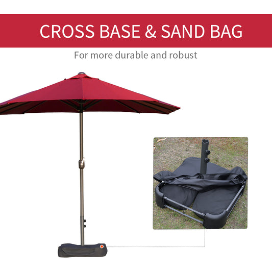 Patio Umbrella 15' Steel Rectangular Outdoor Double Sided Market With Base, UV Sun Protection & Easy Crank For Deck Pool Patio, Wine Red