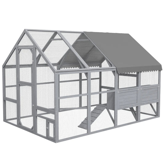 Large Chicken Coop With Nesting Box, Water-Resistant And Anti-UV Cover For 8-12 Chickens, GrayMultiple Packages Shipped. Please Pay Attention To The Dimensions And Weight In The Details.