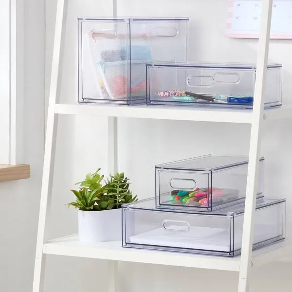 All-Purpose Full Depth Drawer Organizer, Clear Plastic Storage Tray