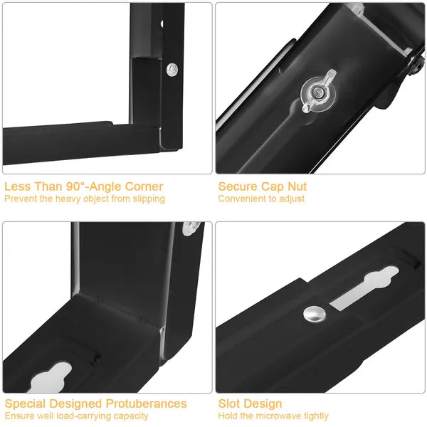 2 Pcs Microwave Brackets Adjustable Wall Mount Shelf Heavy Duty Carbon Steel Wall Microwave Cradle