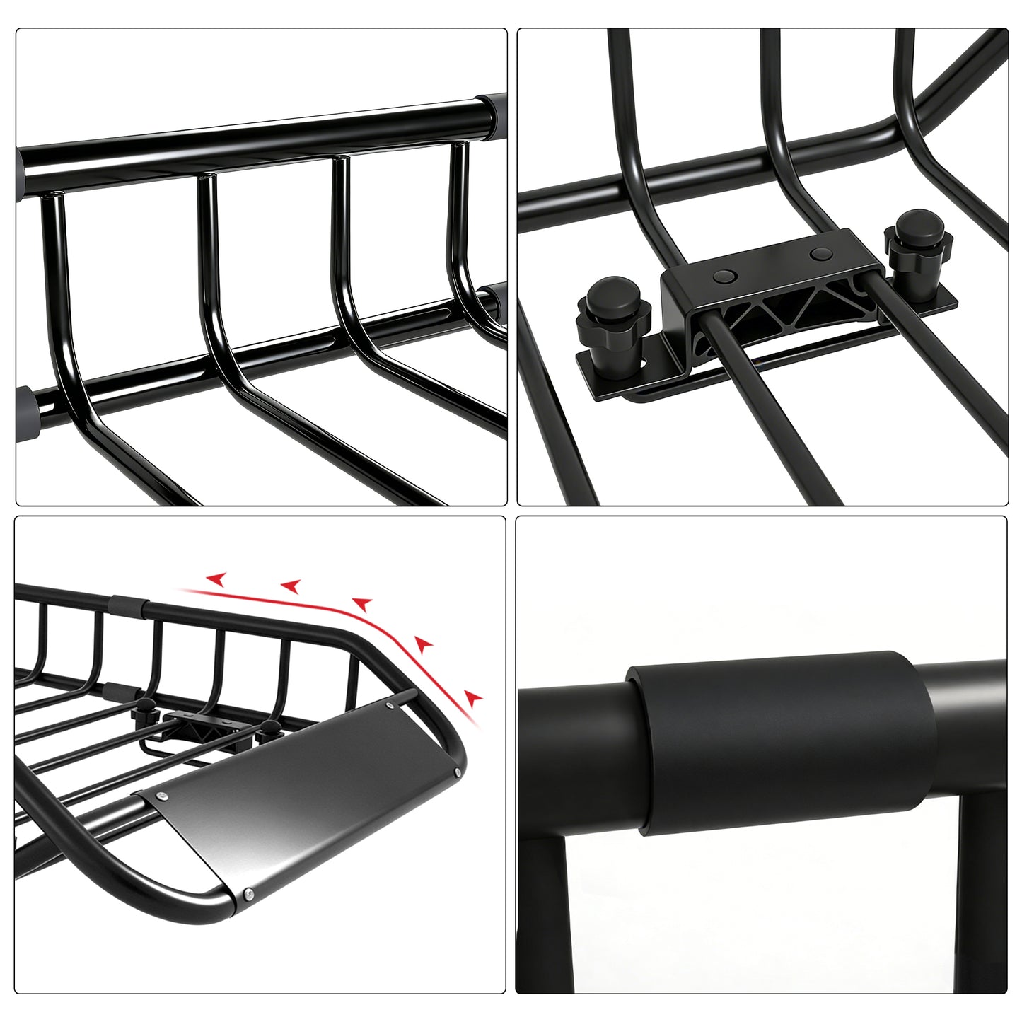 Roof Rack Cargo Basket 50 L X 36 W X 5.1 H Extendable Universal Rooftop Luggage Carrier For Truck Cars SUV With Waterproof Cargo Bag, Cargo Net, Ratchet Straps & Outdoor Combination Lock