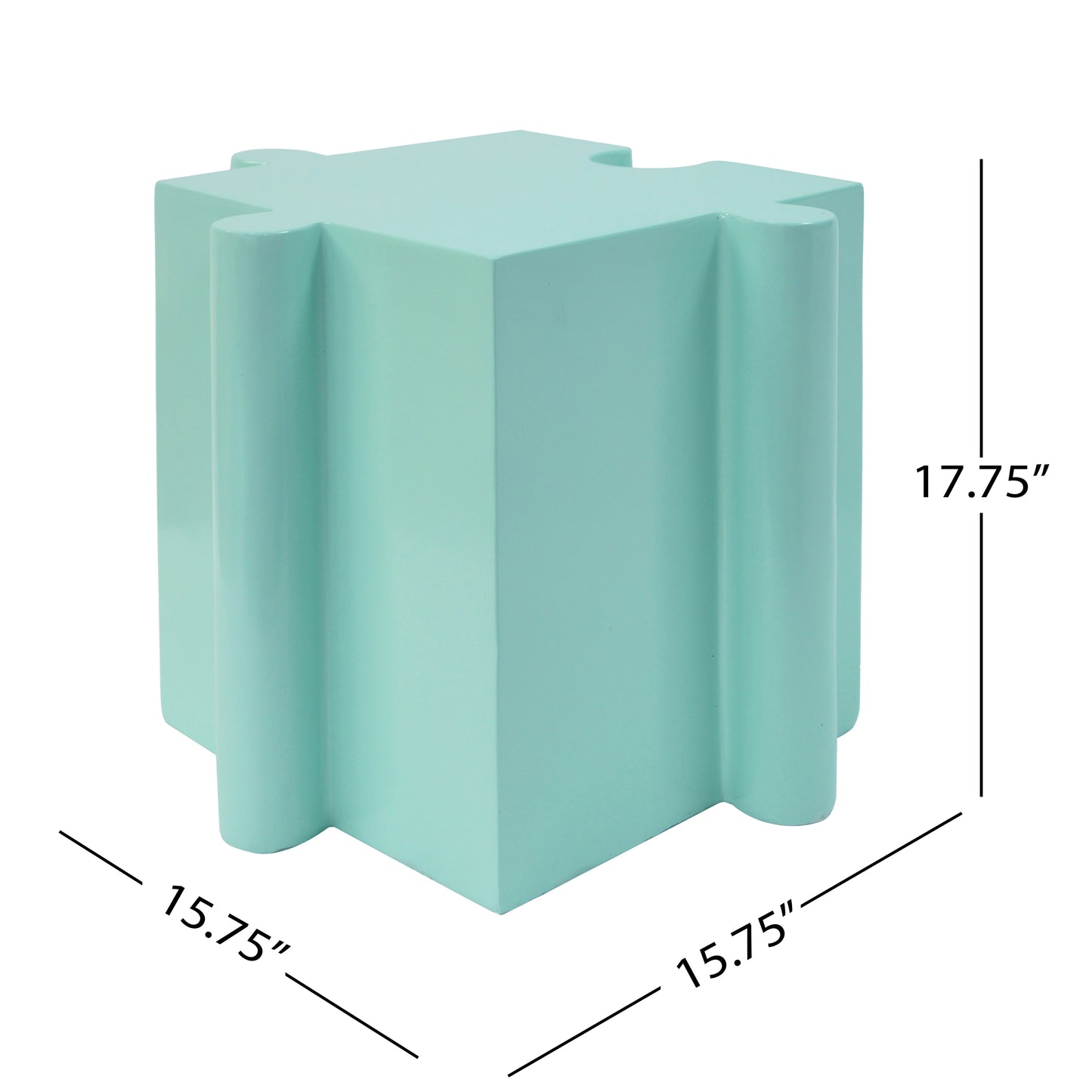 3-Piece Artistic Puzzle Table Set,Modular MGO Side Tables With Interlocking Design 2 Convex & 1 Concave , 200lb Capacity For Indoor & Outdoor, Light Green & Light Blue Color