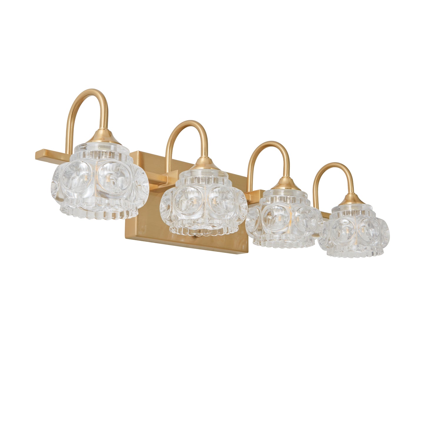 23 Modern Crystal Bathroom Vanity Light, 4-Light Golden Wall Sconce With Clear Glass Shade, Elegant Wall Mount Lighting For Bathroom, Powder Room, Or Vanity Mirror No Bulbs