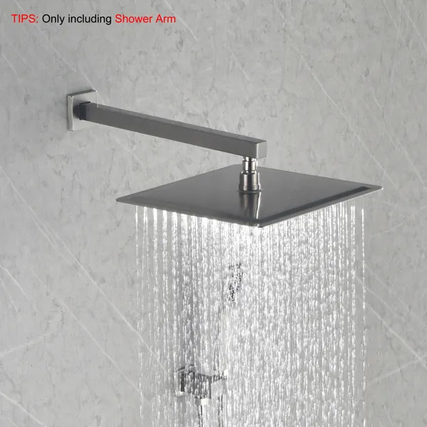 Shower Arm With Flange, 1/2 NPT Tapered Threads, Rain Shower Head Arm, Wall Mount Shower Extension Arm