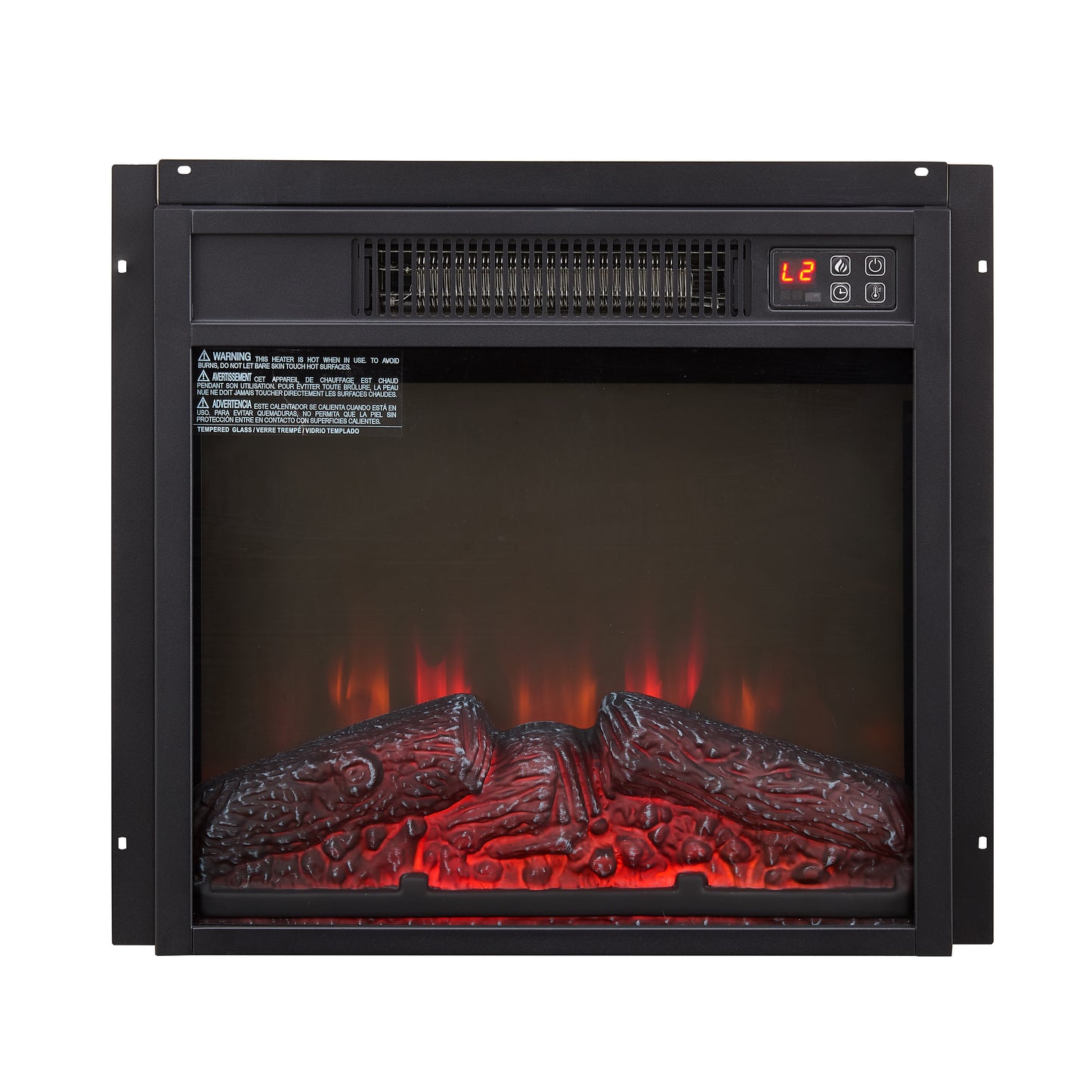 Electric Fireplace Insert 18 1400W 120V ,Equipped With Remote Control, Ultra Thin Heater With Log Set & Realistic Flame - BLACK