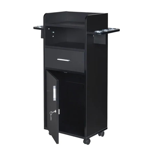 Beauty Salon Trolley Cart, Salon Cabinet With 360' Wheels, 6 Tool Holders, 1 Drawer, Salon Station Rolling Cart