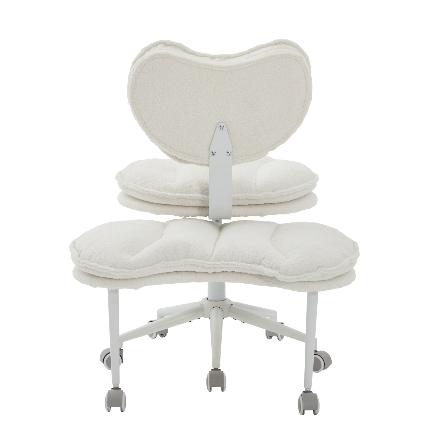 Meditation Chair Plus, Teddy Fleece Double-Layer Padding Cross Legged Rolling Chair For ADHD, Criss Cross Desk Chair With Lumbar Support, Adjustable Stool, Flexible For Fidgety Sitters, Ivory