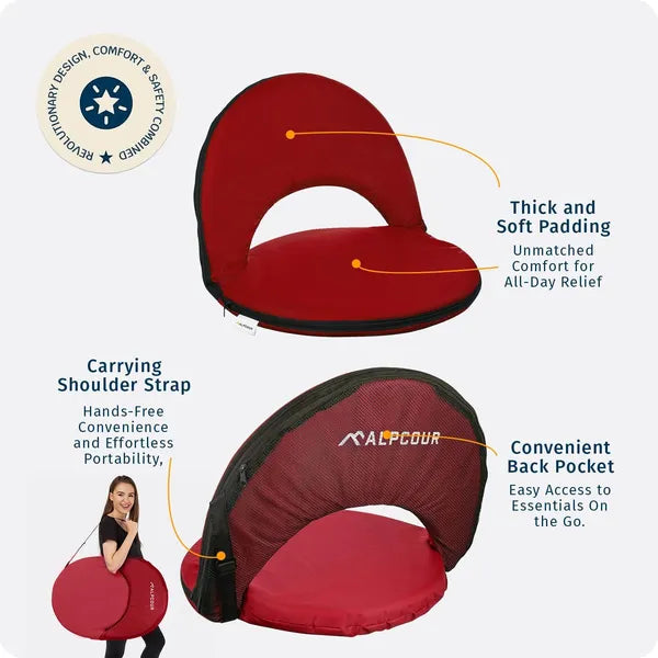 Alpcour Reclining Stadium Seat - Waterproof, 6-Position Comfort For Outdoor Use
