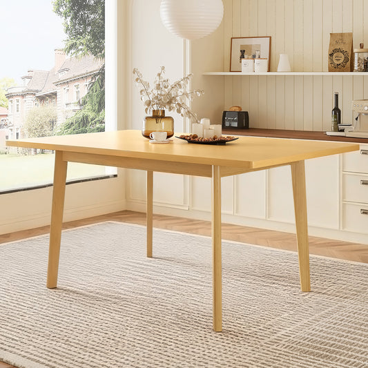 60 Rustic Farmhouse Dining Table - Solid Wood Frame, Minimalist Modern Dining Table For Kitchen, Dining Room, Living Room, Natural