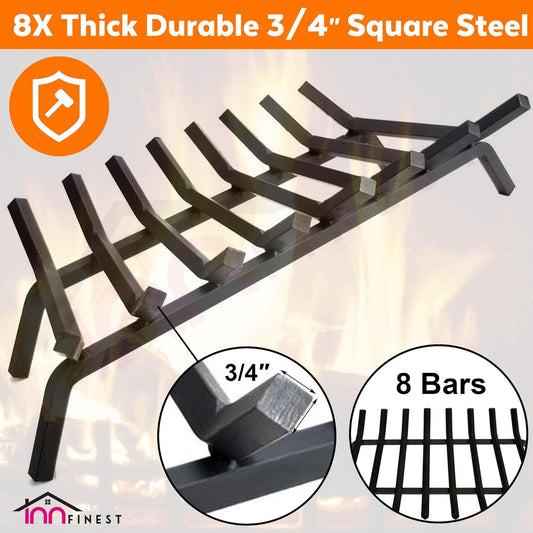 Fireplace Grate,Fireplace Log Holder,Heavy Duty Solid Cast Iron FIrewood Log Burning Rack For Inside The Fireplace Accessories Outood Fire Pit Kindling Fireplace Tools 36 Inch