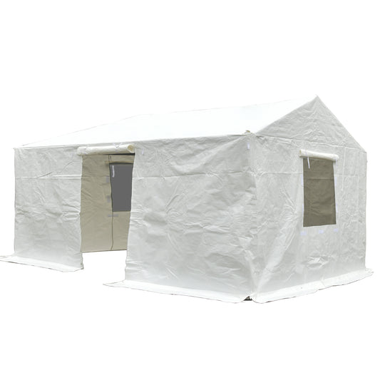 12 X20 Gazebo Cover For Hardtop Gazebos, Outdoor Universal Winter Gazebo Cover With Sidewalls And Mesh Windows, All Season Waterproof Enclosed Gazebo Cover, White