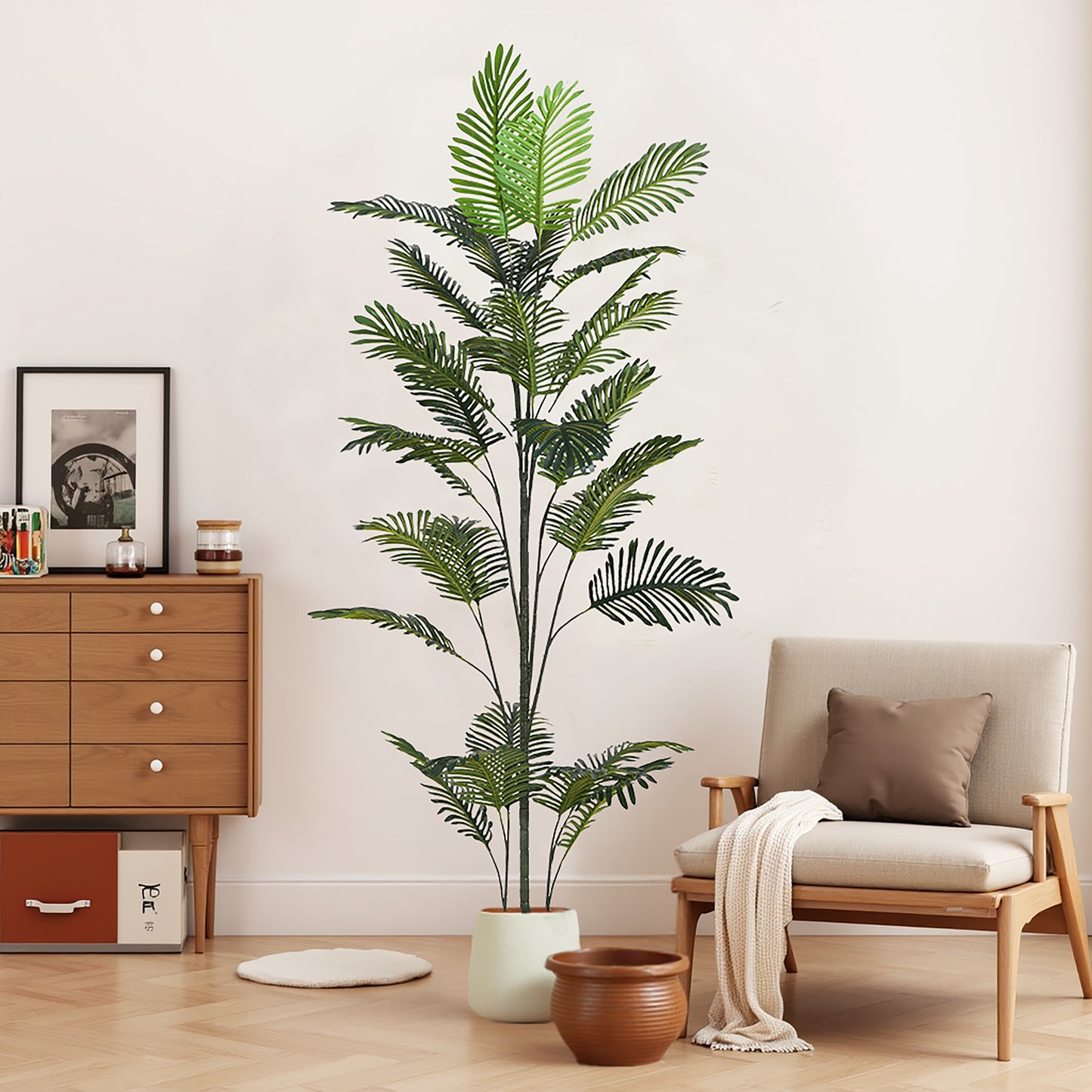 86 Artificial Palm Tree With Black Plastic Pot
