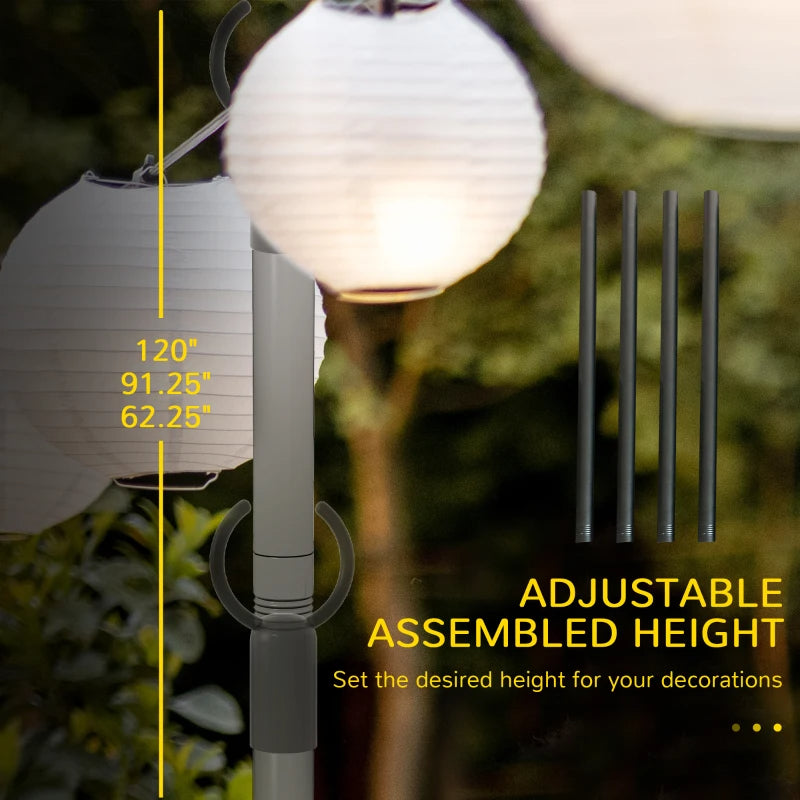 2 Pack Of 10' String Light Poles, Steel Hanging Lighting Stand For Patio, Backyard, Deck, Wedding, Party, Black