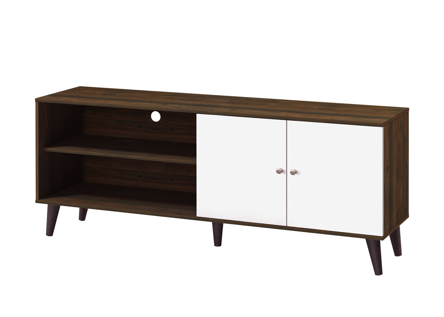 Amidon TV Stand For TVs Up To 63 , With 2 Storage Shelves& 1 Cabinet, Modern Entertainment Centre For TV In Living Room In Walnut White