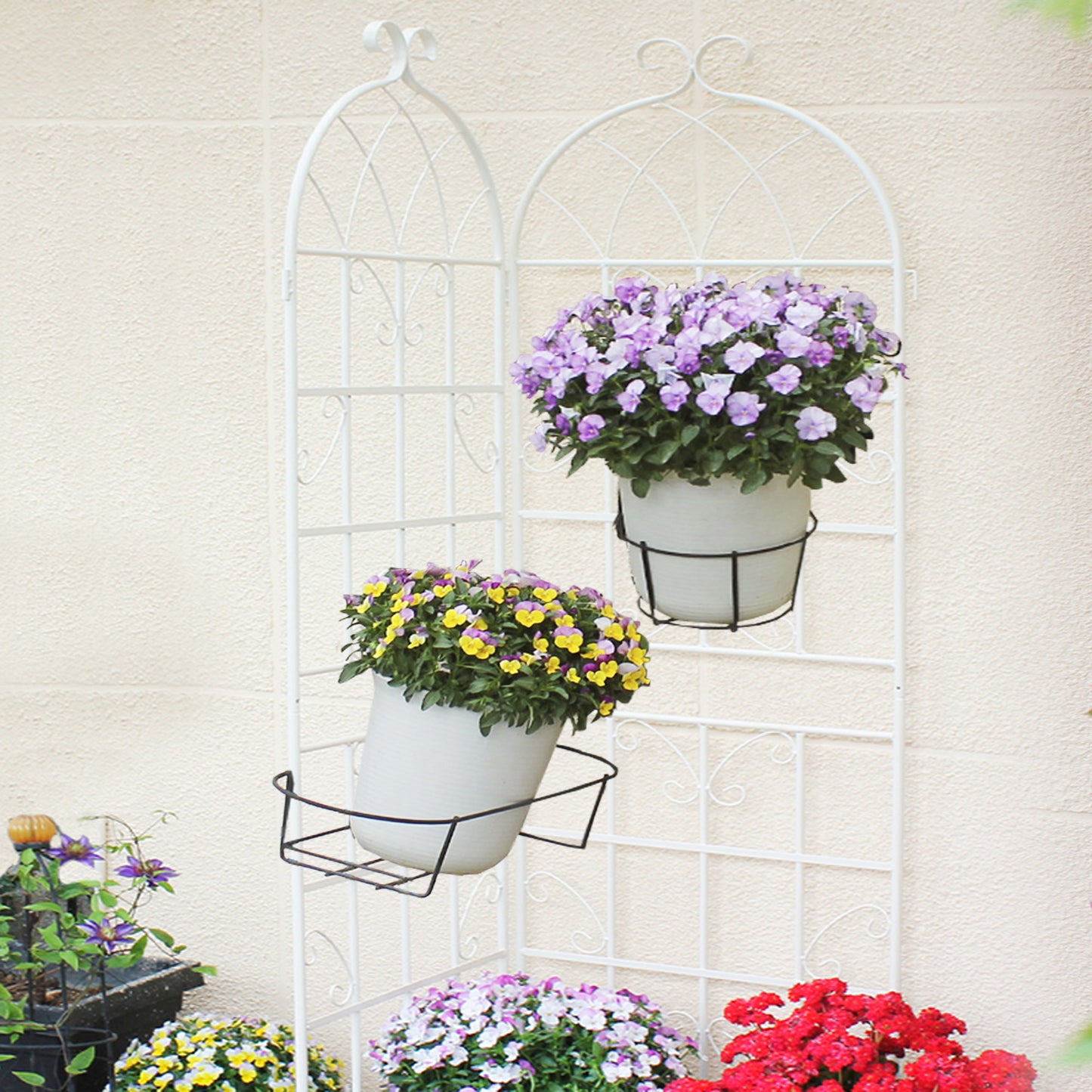 2 Pack Metal Garden Trellis 71 X 19.7 Rustproof Trellis For Climbing Plants Outdoor Flower Support Cream White
