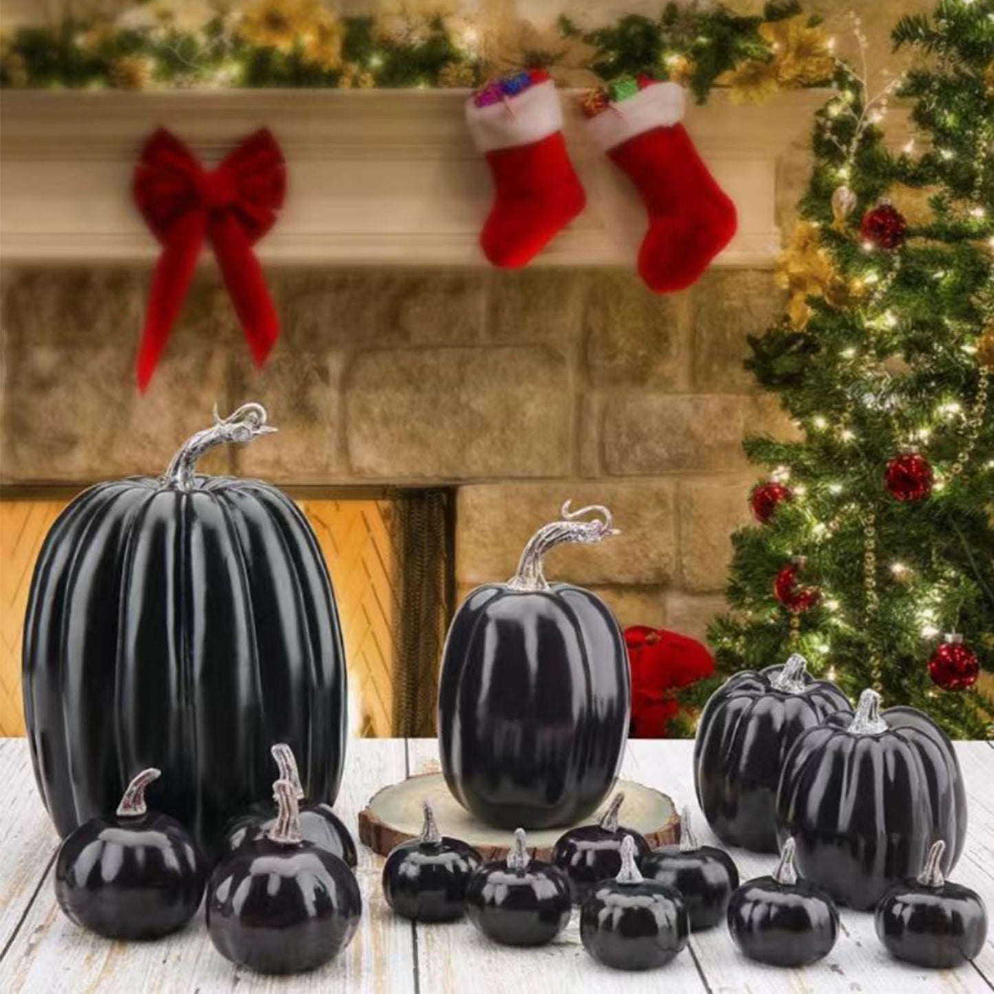 14pcs Artificial Pumpkin Black Foam Creative Lightweight Reusable Decorative Pumpkin For Ornament