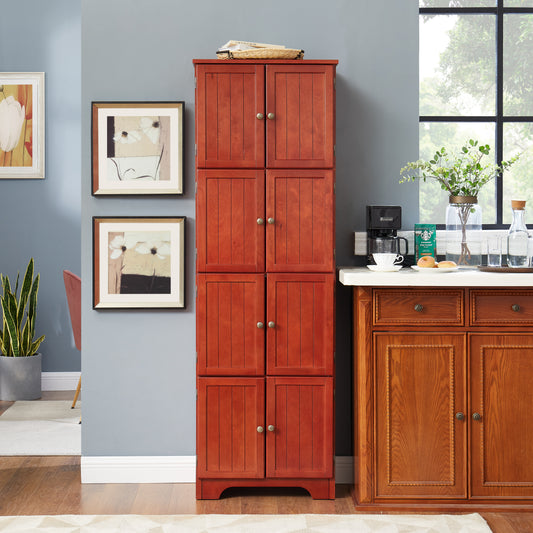 72.4 Tall Storage Cabinet Tall Storage Cabinet With 8 Doors And 4 Shelves ,Bookshelf Living Room, Kitchen, Dining Room, Office Freestanding Storage Cabinet,Cherry