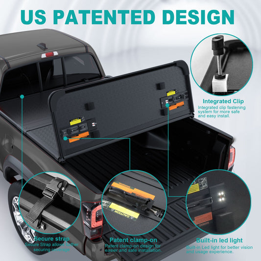 Tri-Fold 5Ft Hard Bed Tonneau Cover For Chevy 15-22 Colorado GMC 15-22 Canyon--VX-109-0875