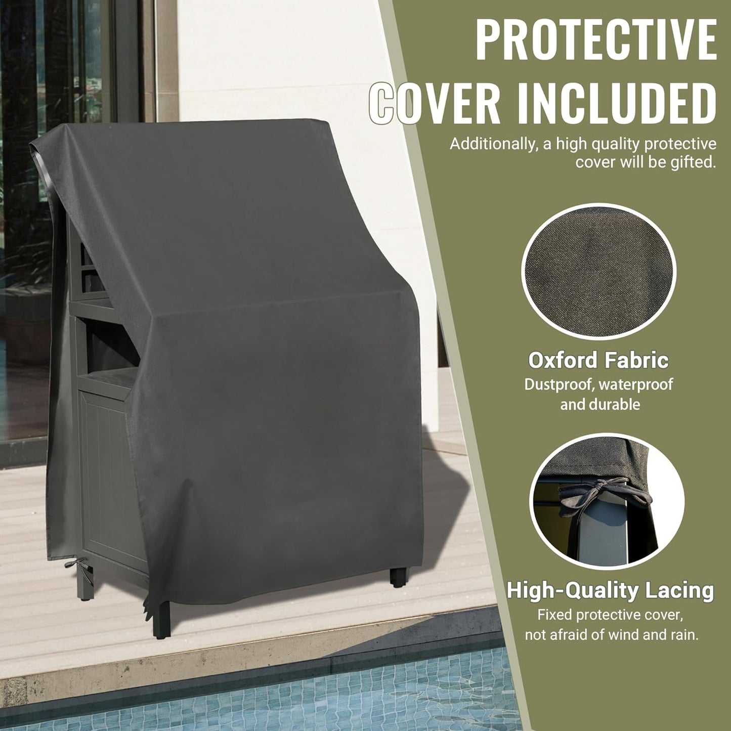 Outdoor Kitchen Island With Storage, Aluminum Kitchen Storage Island With Wall Hanging, Freestanding Grill Storage Cabinet With Protective Cover For BBQ, Deck, Patio