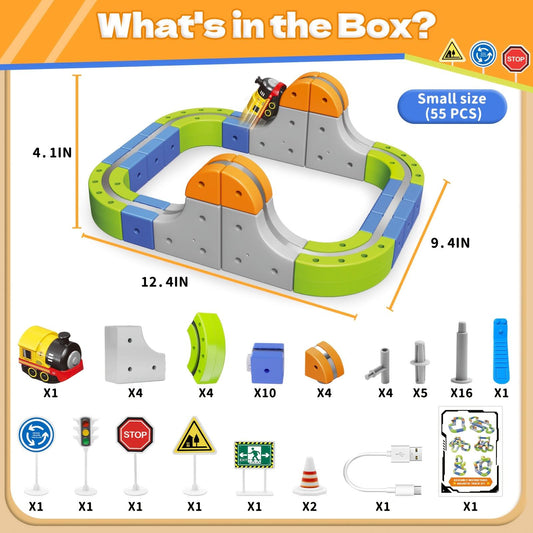 101-Piece Electric Train Track Toy Set Rechargeable Electric Train & DIY Assembly Track Kit Creative Building Block Racing Track Suitable For Toddlers And Children Ages 3 And Up,Pickup Only