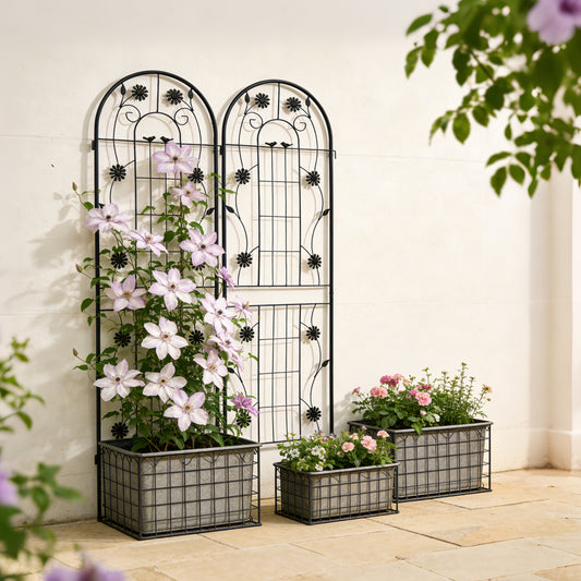 2 Pack Metal Garden Trellis 71 X 19.7 Rustproof Trellis For Climbing Plants Outdoor Flower Support Black