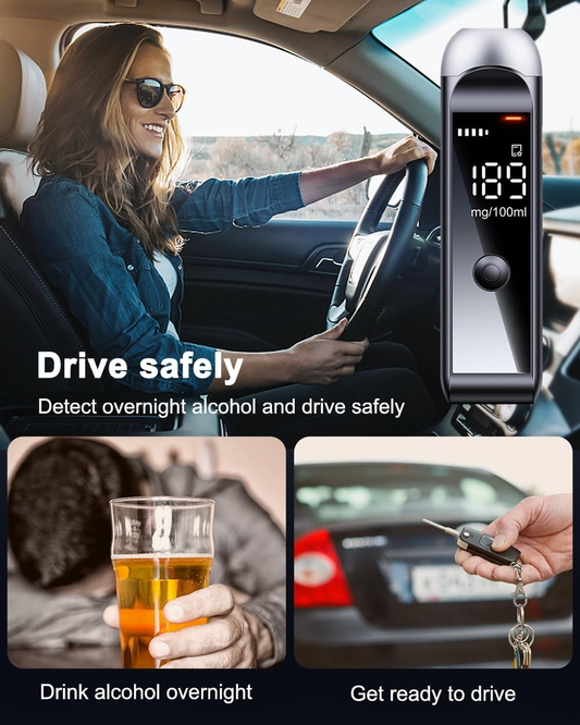 Digital Breath Tester Portable USB Rechargeable Alcohol Detector - Instant Accurate Results No Smartphone Needed, Durable Personal Use