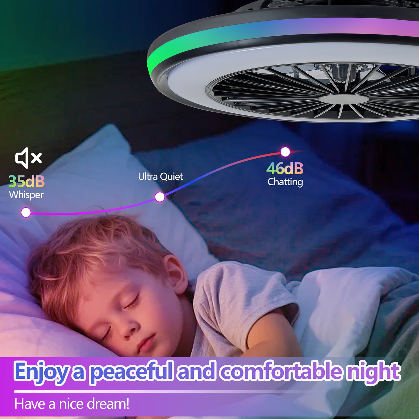 Modern LED Ceiling Light With Fan, RGB Ceiling Fan Lights, Infinitely Dimmable Light ForLiving Room, Bedroom, Office, 3000-4500-6000 K Black & 20 & RGB