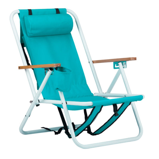 2 Pieces, Seat Height 7.9in, Width 17.7in, Depth 17.3in, Mint Green, Iron Beach Chair, Steel Tube, Oxford Fabric, 120kg, 4-level Adjustment