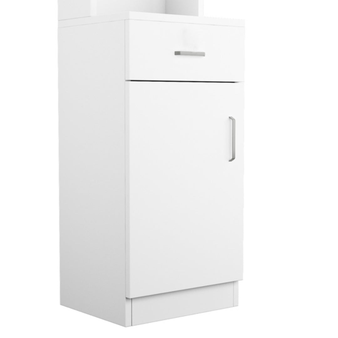 Standing 5 Compartments 1 Drawer 1 Door MDF Barber Cabinet White