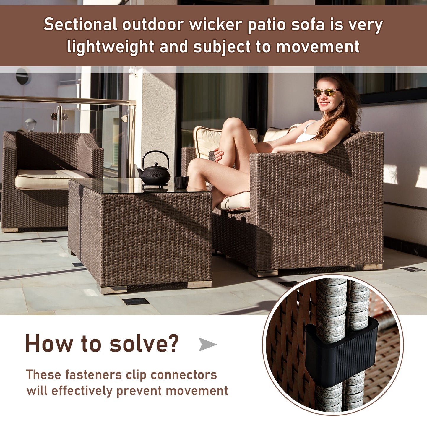 Furniture Clips, Outdoor Sectional Couch Connectors, Wicker Furniture,Chair Clamps For A Module Patio Sofa, Set Of 10