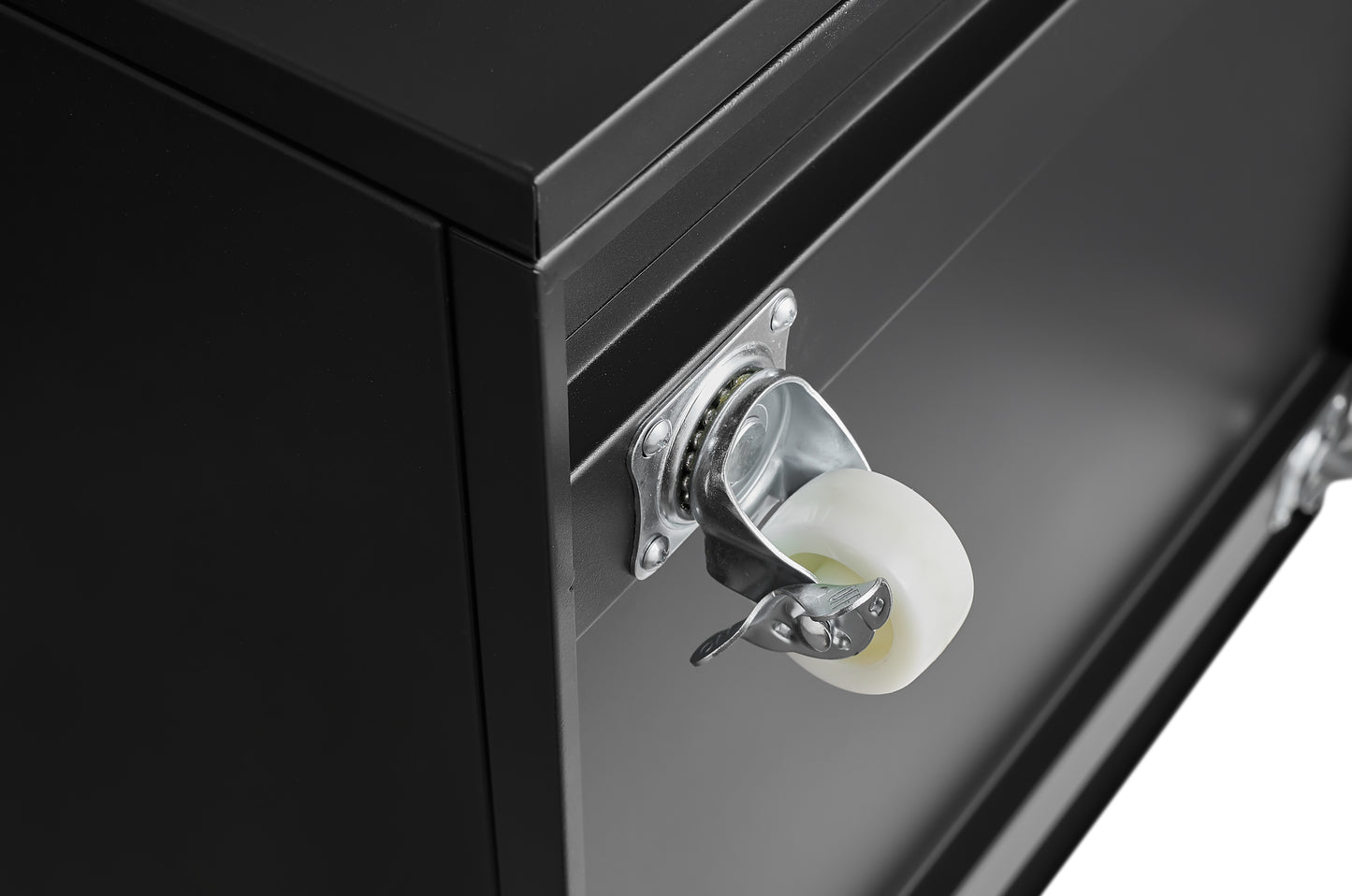 Black Metal Double-Door Printer Cabinet - 360 Lockable Casters, Crafted From Steel, Adjustable Shelves, Waterproof And Not Easy To Wear, Modern Design For Office, Home, Garage.