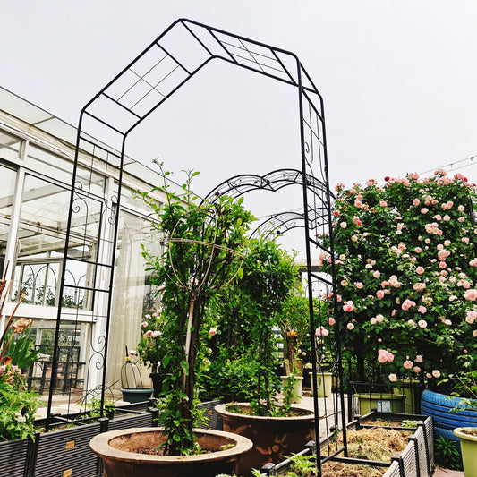 Metal Garden Arch L56.3 X W16.93 X H94.5 Climbing Plants Support Rose Arch Outdoor Black