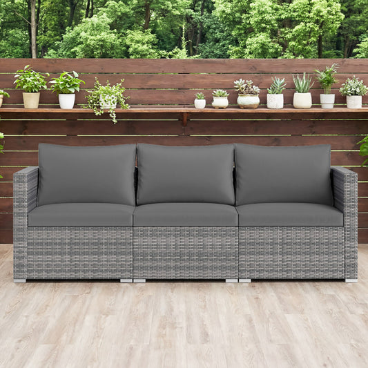 3 Pieces Patio Sectional Sofa Set PE Rattan Modular Couch Furniture Set With Soft Cushions Accommodates Up To 400 Lbs For The Patio, Garden, Poolside And More