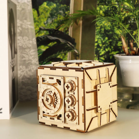Sales Are Prohibited On The TEMU And SHEIN - 3D Wooden Puzzle DIY Locker Puzzle Box With Combination Model Kit For Adults To Build Mechanical Store Your Precious Item