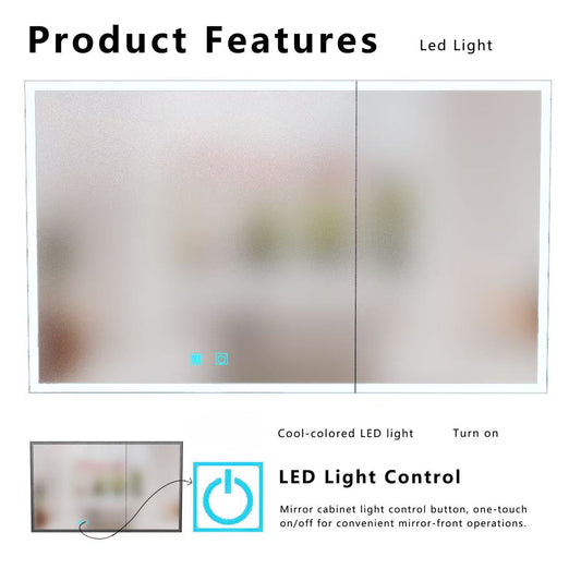 LED Bathroom Medicine Cabinet With Single-color White Light,Anti-fogging ,Easy To Install Aluminum Cabinet. 39.37x23.62 Two Door
