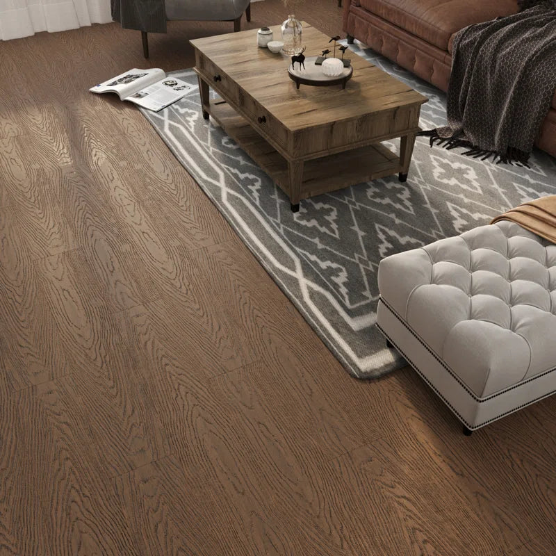 JEEDESON 40.15 Inches Long X 5.11 Inches Wide X 0.6 Inches Thick Walnut-colored Prefinished Solid Bamboo Flooring, Tongue And Groove Connection, 20 Sq Ft Per Box,14 Pieces