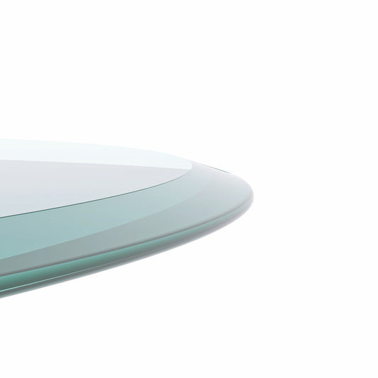 28 Inch Round Tempered Glass Table Top Clear Glass 2 5 Inch Thick Beveled Polished Edge