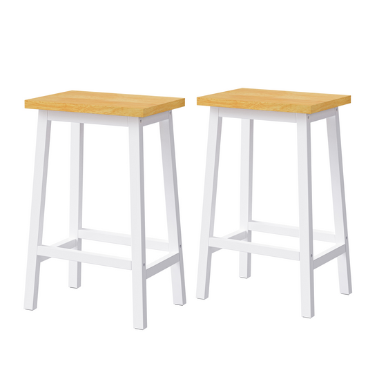 K&K Solid Wood Bar Stools Not Cheap Iron , 25.6 Tall Set Of 2 Bar Chairs, Kitchen Counter Stools With Footrests, Farmhouse Stools For Dining Room, Kitchen, Counter, White