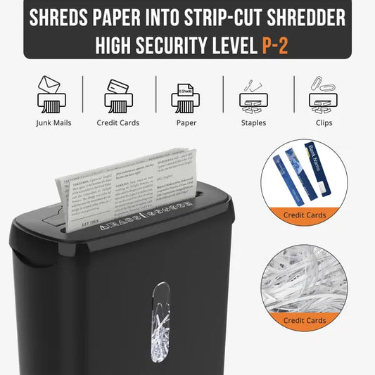 10-Sheet Strip Cut Paper Shredder, P-2 Security Level With 3.17-Gallon Basket, CD & Credit Card Shredder - Durable & Fast - Jam Proof System -ETL Certified Home Office Shredders - FBAShipping
