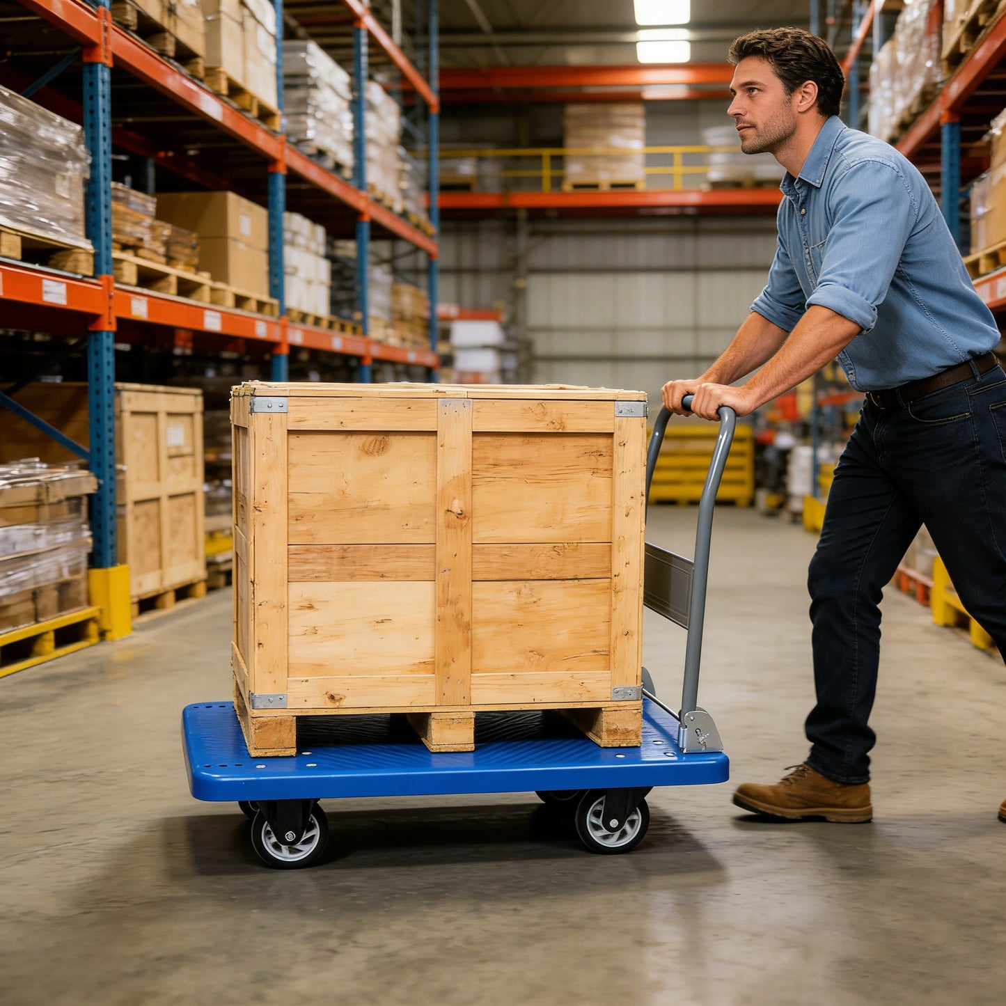 Hand Truck Upgraded Foldable Push Cart Dolly 660 Lbs Capacity Moving Platform Hand Truck Heavy Duty Space Saving Collapsible Swivel Push Handle Flat Bed Wagon
