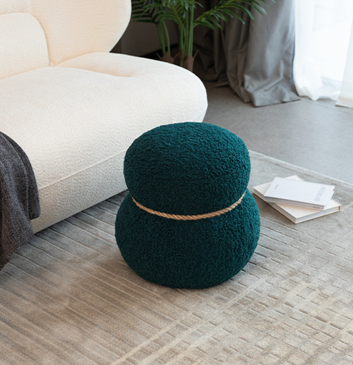 WKJ1Y Dark Green Snowman Stool, Seat Body Width 14.56 Inches, Round Belly, Playful Cute, Suitable For Any Space