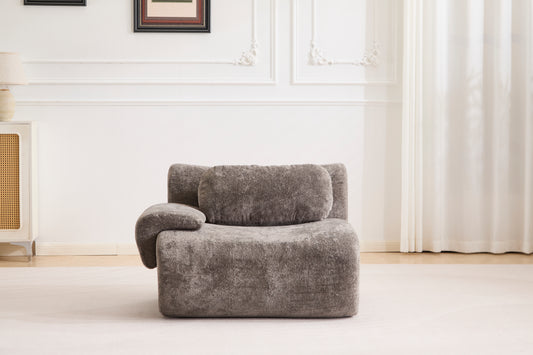 Compression Wave Sofa, Convertible Floor Sofa Bed, DIY Boneless Modular Sectional Sofa, No Assembly Required, Rabbit Velvet Fabric, 2-Seater, Light-grey
