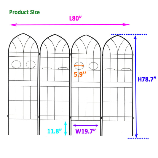 4 Pack Metal Garden Trellis 78.7 X 19.7 Rustproof Trellis For Climbing Plants Outdoor Flower Support Black