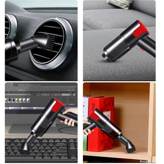 Wired Red And Silver Car Vacuum Cleaner Home Handheld Mini Desktop Vacuum Cleaner Portable